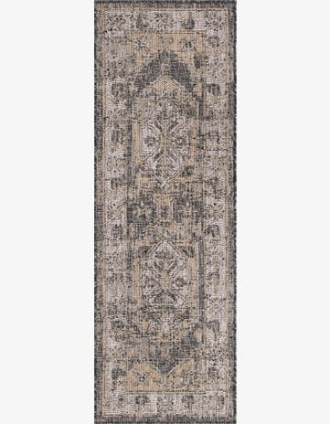 Charcoal Easy-Clean Traditional Indoor / Outdoor Runner Rug