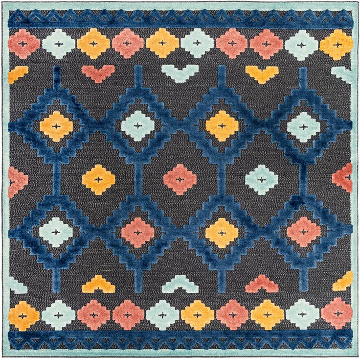 Detail image of 7' 10 x 7' 10 Easy-Clean Belize Indoor / Outdoor Square Rug