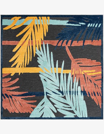 Charcoal Easy-Clean Belize Indoor / Outdoor Square Rug