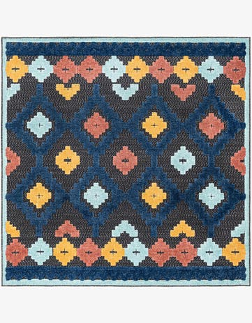 Charcoal Easy-Clean Belize Indoor / Outdoor Square Rug