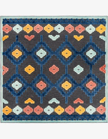 Charcoal Easy-Clean Belize Indoor / Outdoor Square Rug