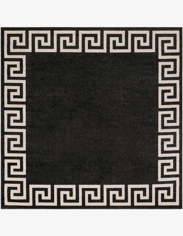 Charcoal Greek Key Square Rug