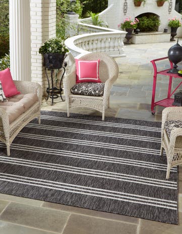 Charcoal Easy-Clean Jill Zarin Anguilla Indoor / Outdoor Square Rug