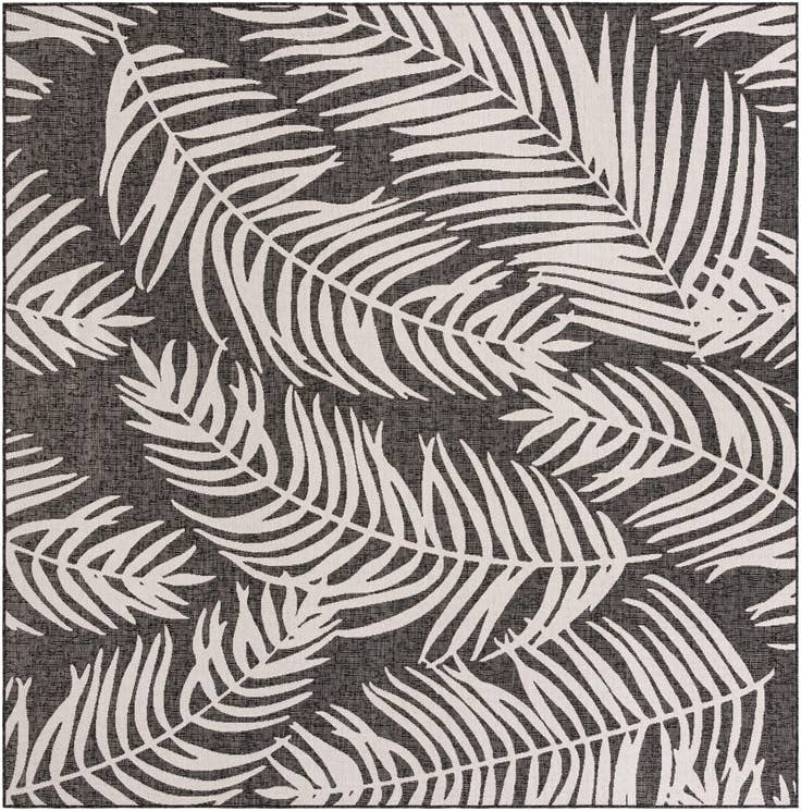 Detail image of 10' x 10' Easy-Clean Botanical Indoor / Outdoor Square Rug