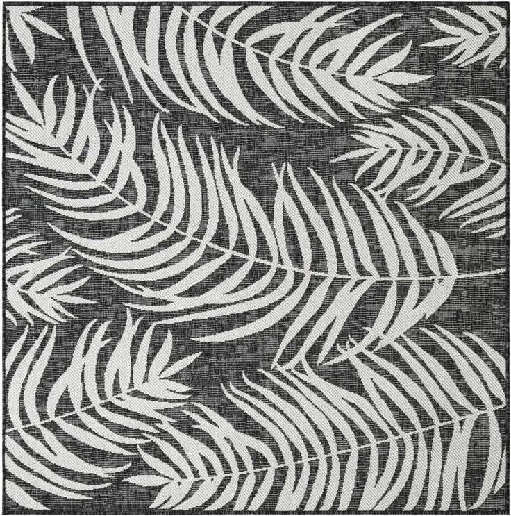 Detail image of 5' 3 x 5' 3 Easy-Clean Botanical Indoor / Outdoor Square Rug