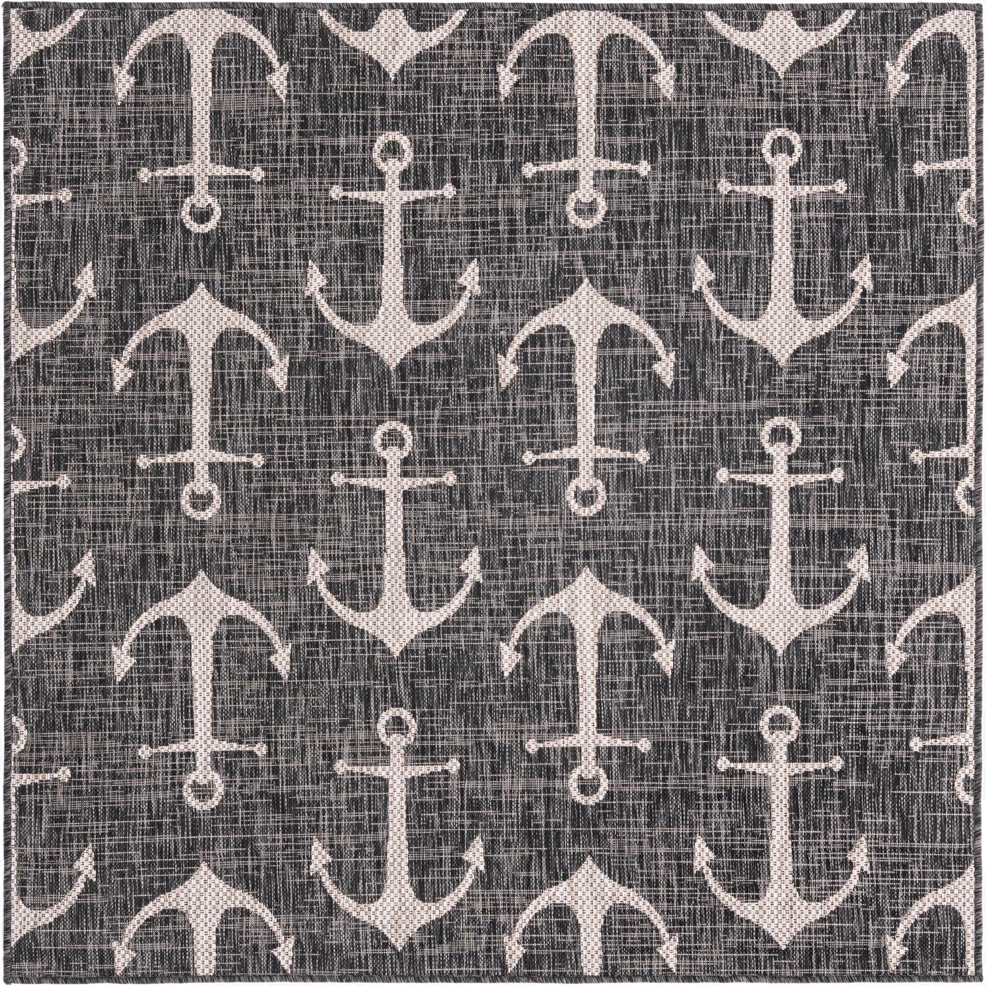 5' 3 x 5' 3  Washable Coastal Indoor / Outdoor Square Rug