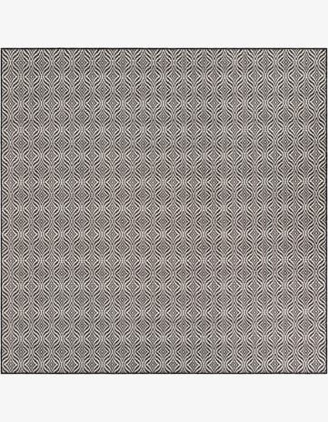 Charcoal Easy-Clean Lattice Indoor / Outdoor Square Rug