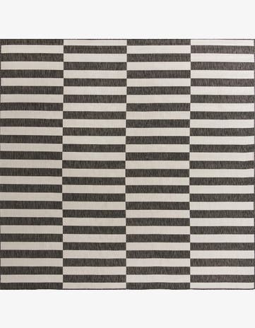 Charcoal Easy-Clean Ribbon Indoor / Outdoor Square Rug