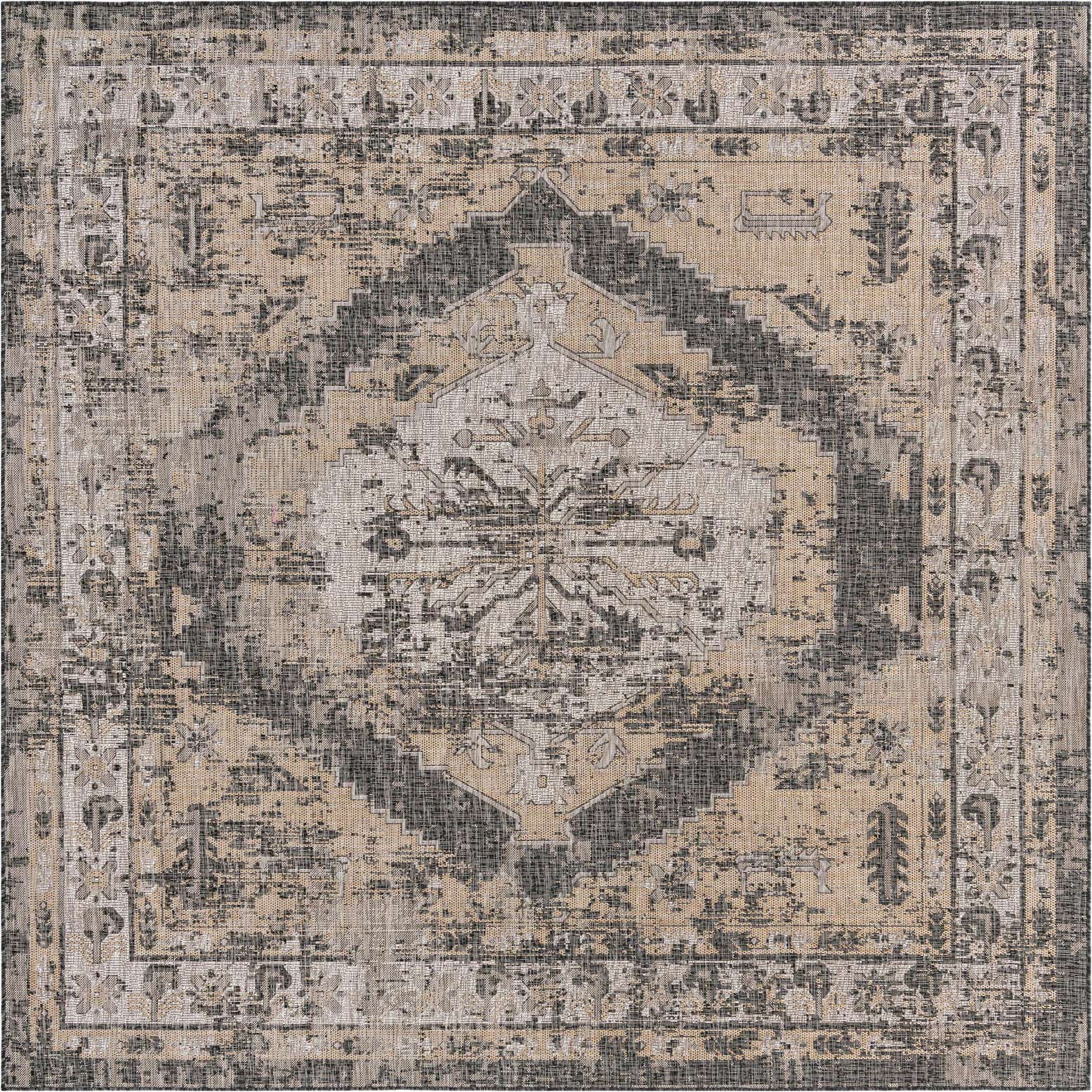 10' x 10' Easy-Clean Traditional Indoor / Outdoor Square Rug