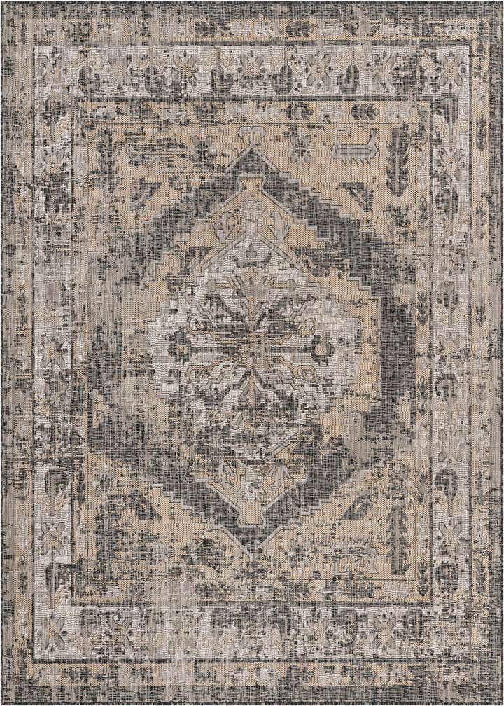 7' 10 x 7' 10 Easy-Clean Traditional Indoor / Outdoor Square Rug