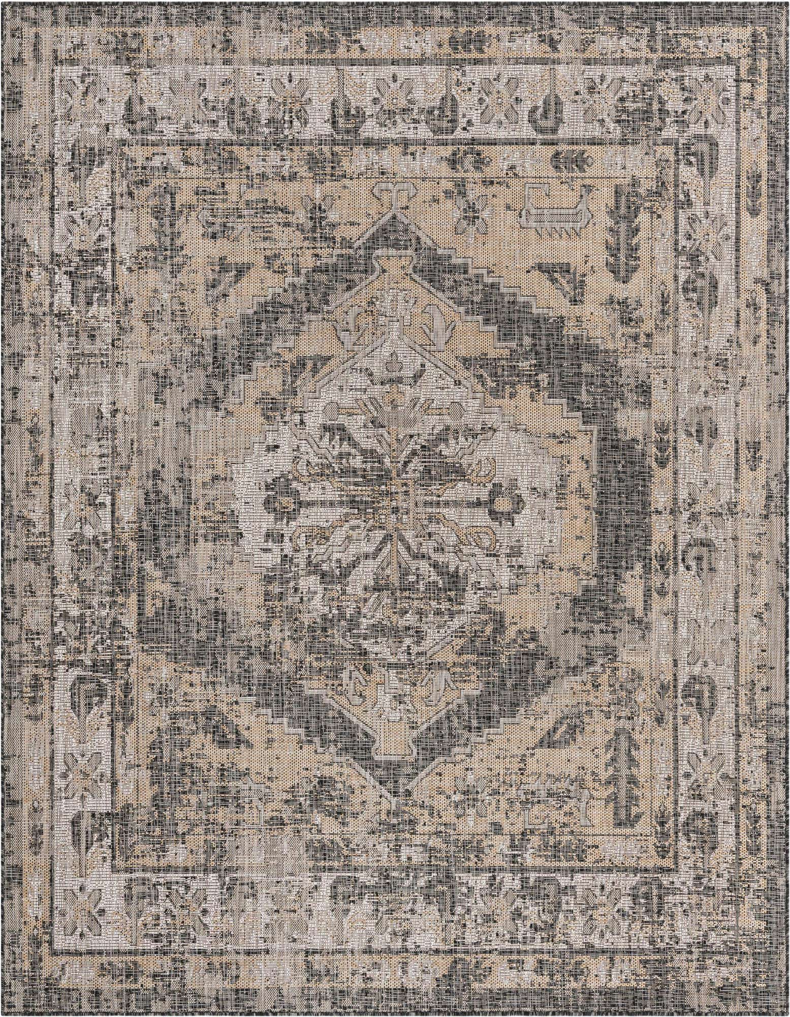 7' 10 x 7' 10 Easy-Clean Traditional Indoor / Outdoor Square Rug