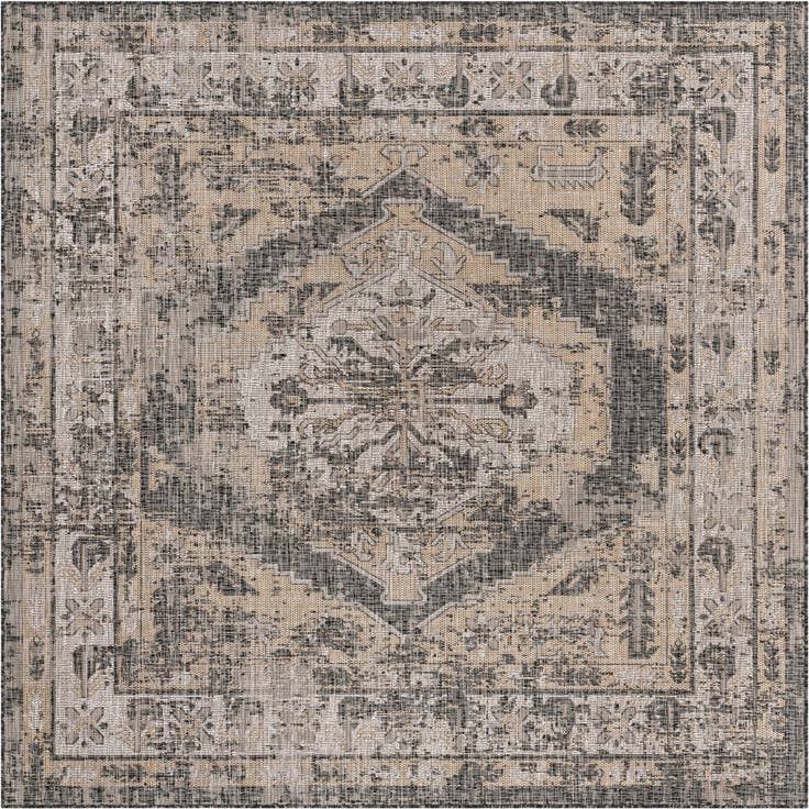 Detail image of 7' 10 x 7' 10 Easy-Clean Traditional Indoor / Outdoor Square Rug