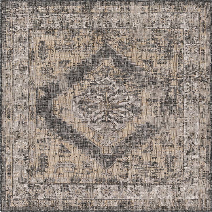 Detail image of 5' 3 x 5' 3 Easy-Clean Traditional Indoor / Outdoor Square Rug