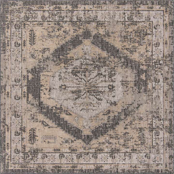 13' x 13' Easy-Clean Traditional Indoor / Outdoor Square Rug