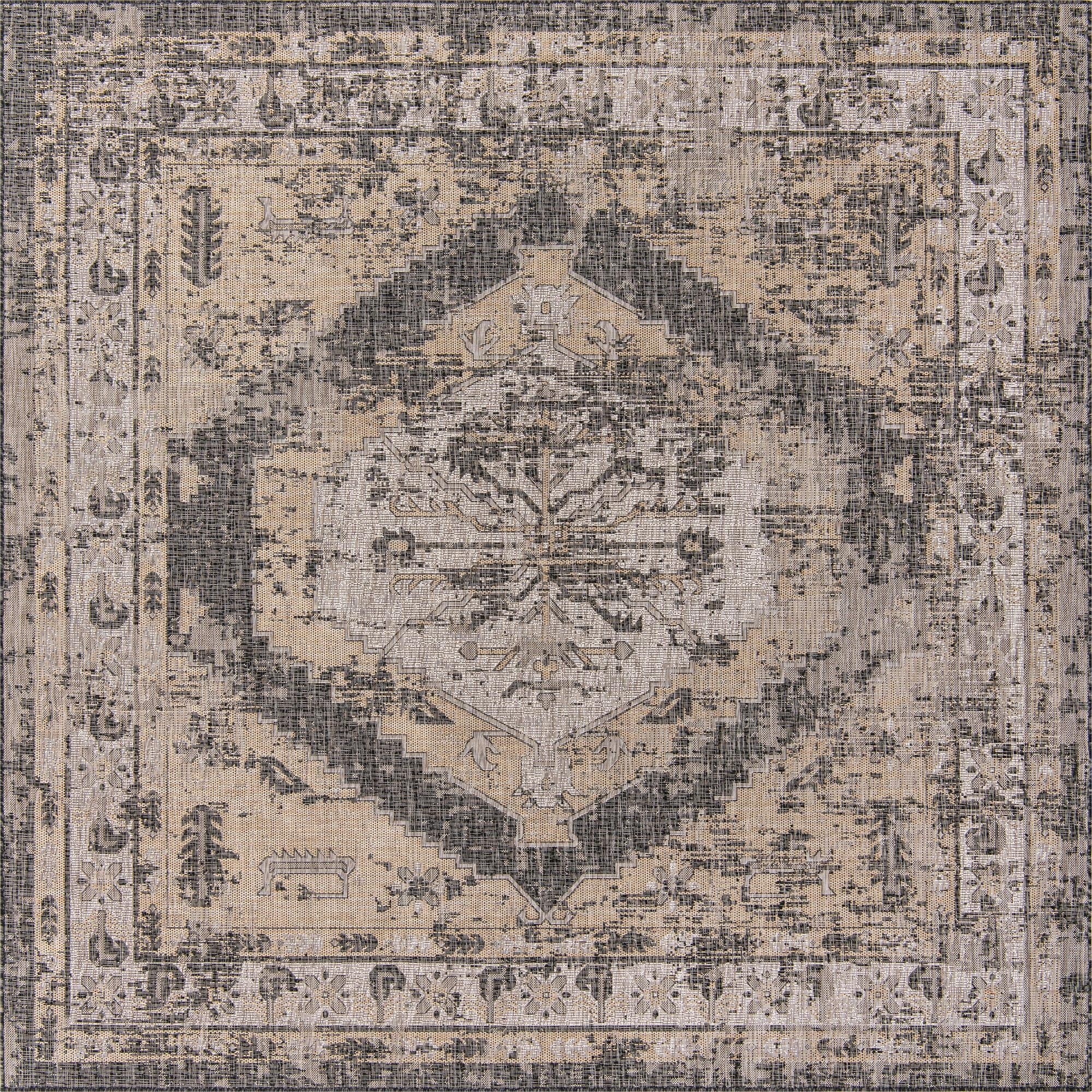 13' x 13'  Washable Traditional Indoor / Outdoor Square Rug