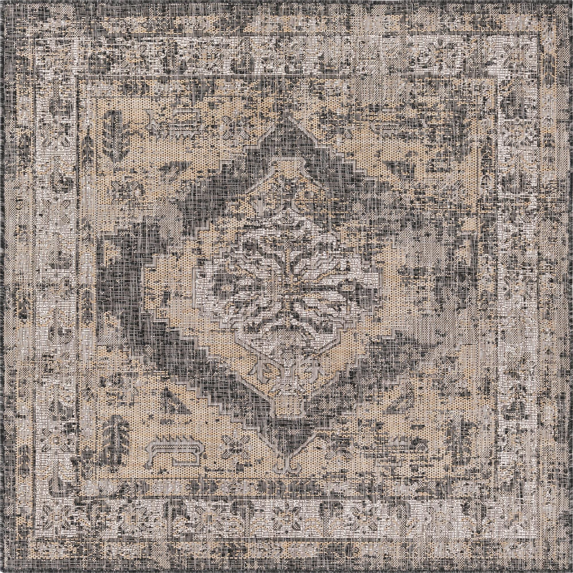 5' 3 x 5' 3  Washable Traditional Indoor / Outdoor Square Rug