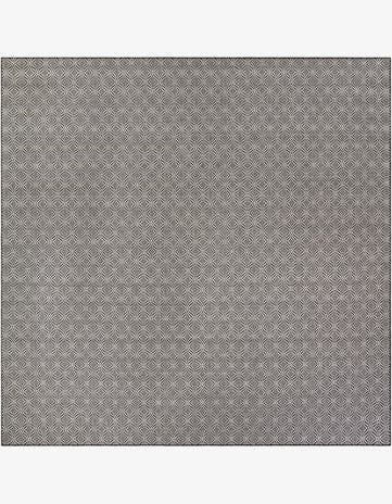 Charcoal Easy-Clean Trellis Indoor / Outdoor Square Rug