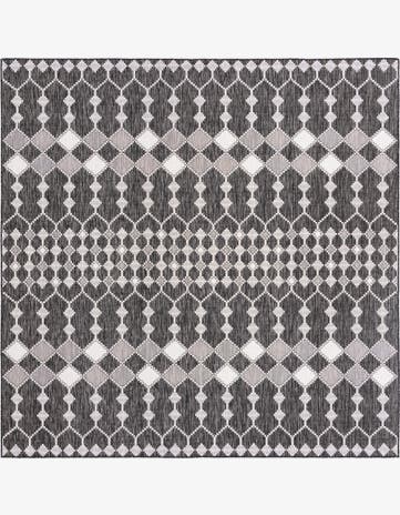 Charcoal Easy-Clean Trellis Indoor / Outdoor Square Rug