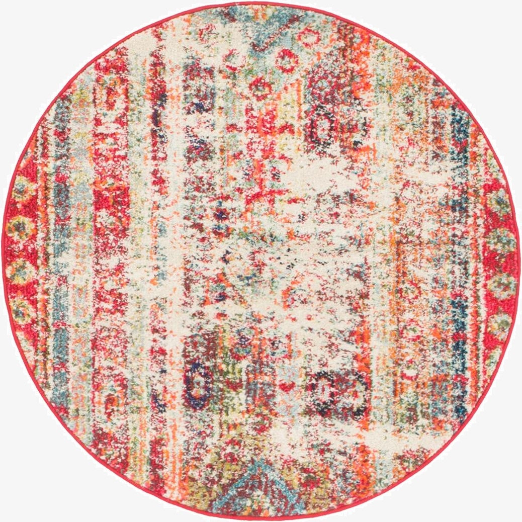 3' 3 x 3' 3  Washable Santa Fe Round Rug