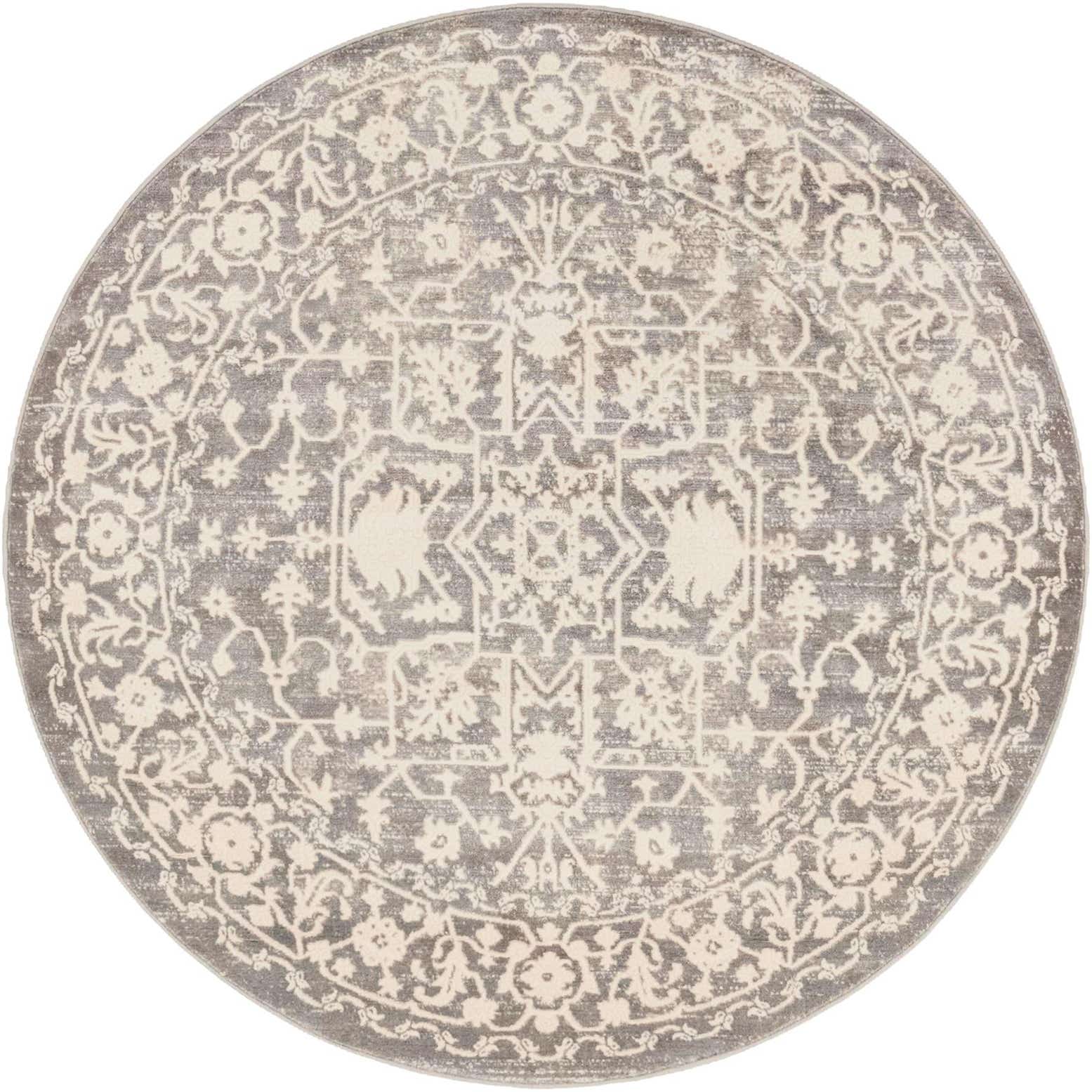 5' x 5' Chester · Medallion rug, light gray and ivory