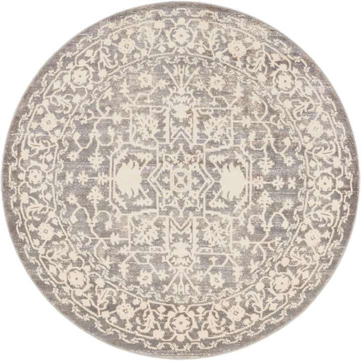 5' x 5' Chester · Medallion rug, light gray and ivory