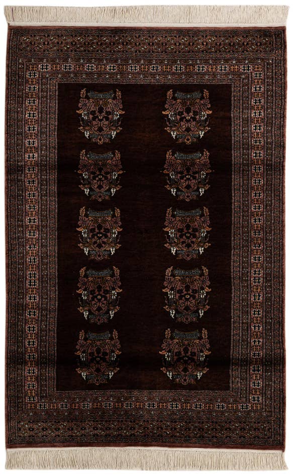 Detail image of 4' 1 x 5' 11 Hand Knotted Bokhara Oriental Wool Rug