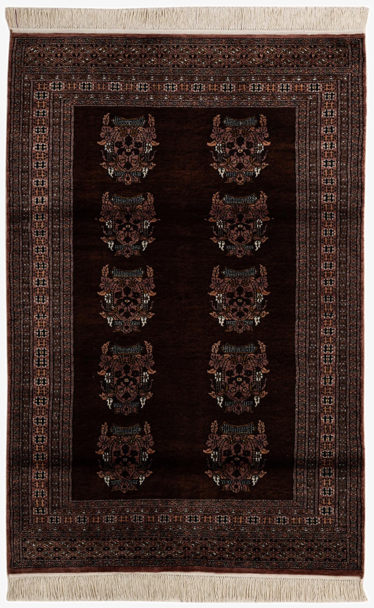 4' 1 x 5' 11  Hand Knotted Bokhara Oriental Wool Rug