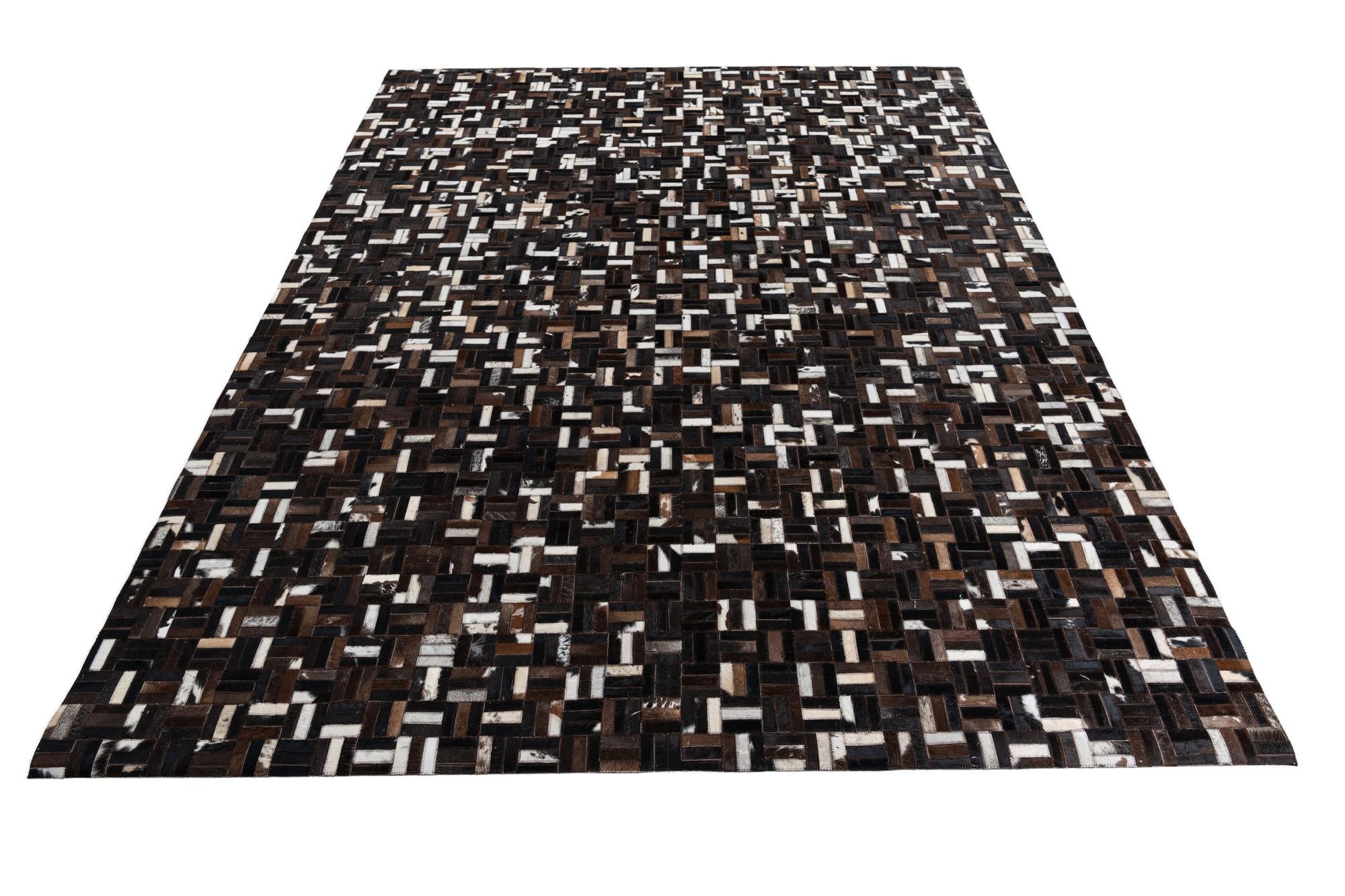 7' 8 x 9' 10 Cowhide Leather Rug