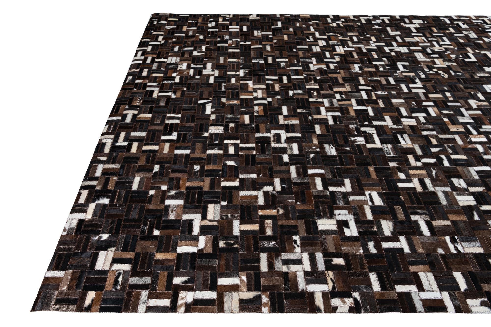 7' 8 x 9' 10 Cowhide Leather Rug