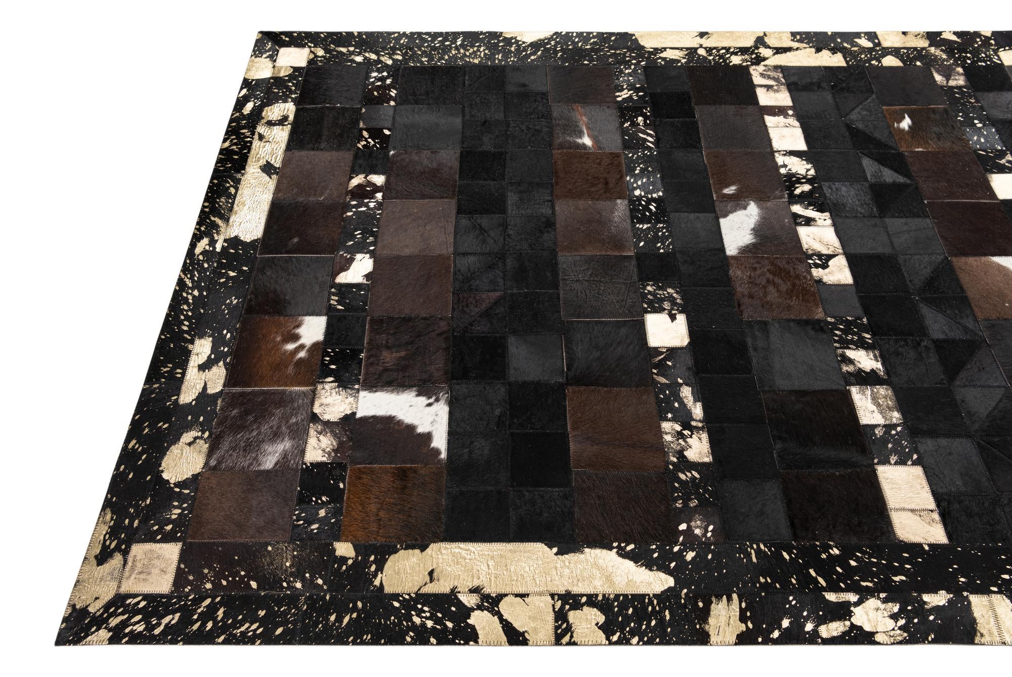 4' 10 x 8' Cowhide Leather Rug