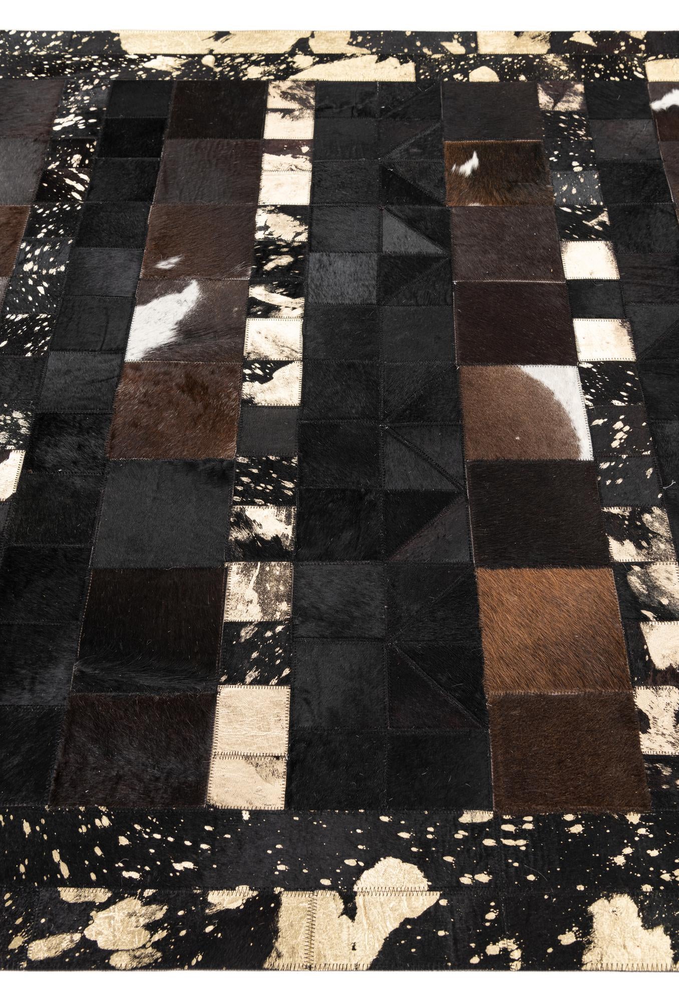 4' 10 x 8' Cowhide Leather Rug