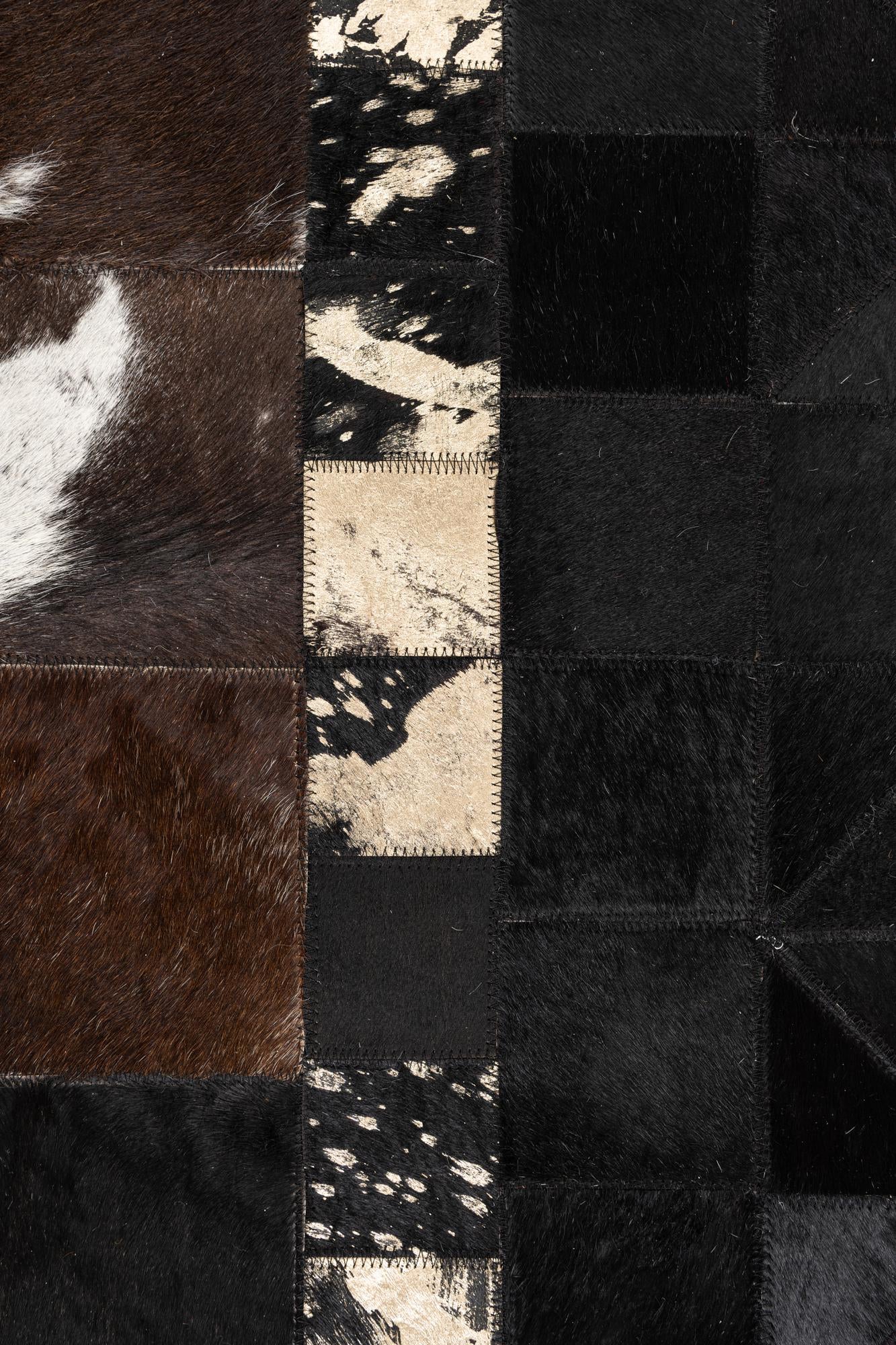 4' 10 x 8' Cowhide Leather Rug