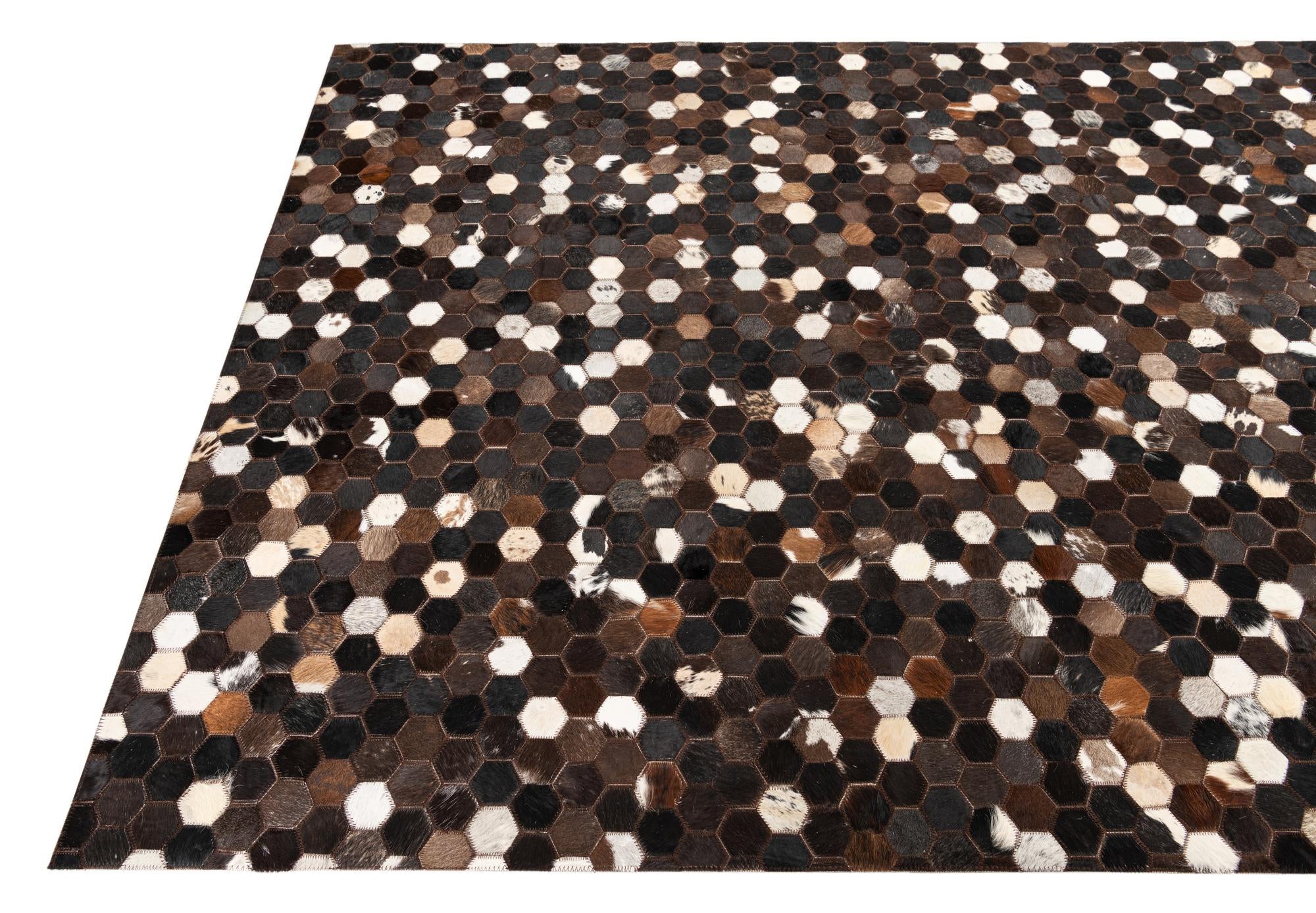 5' x 7' 10 Cowhide Leather Rug