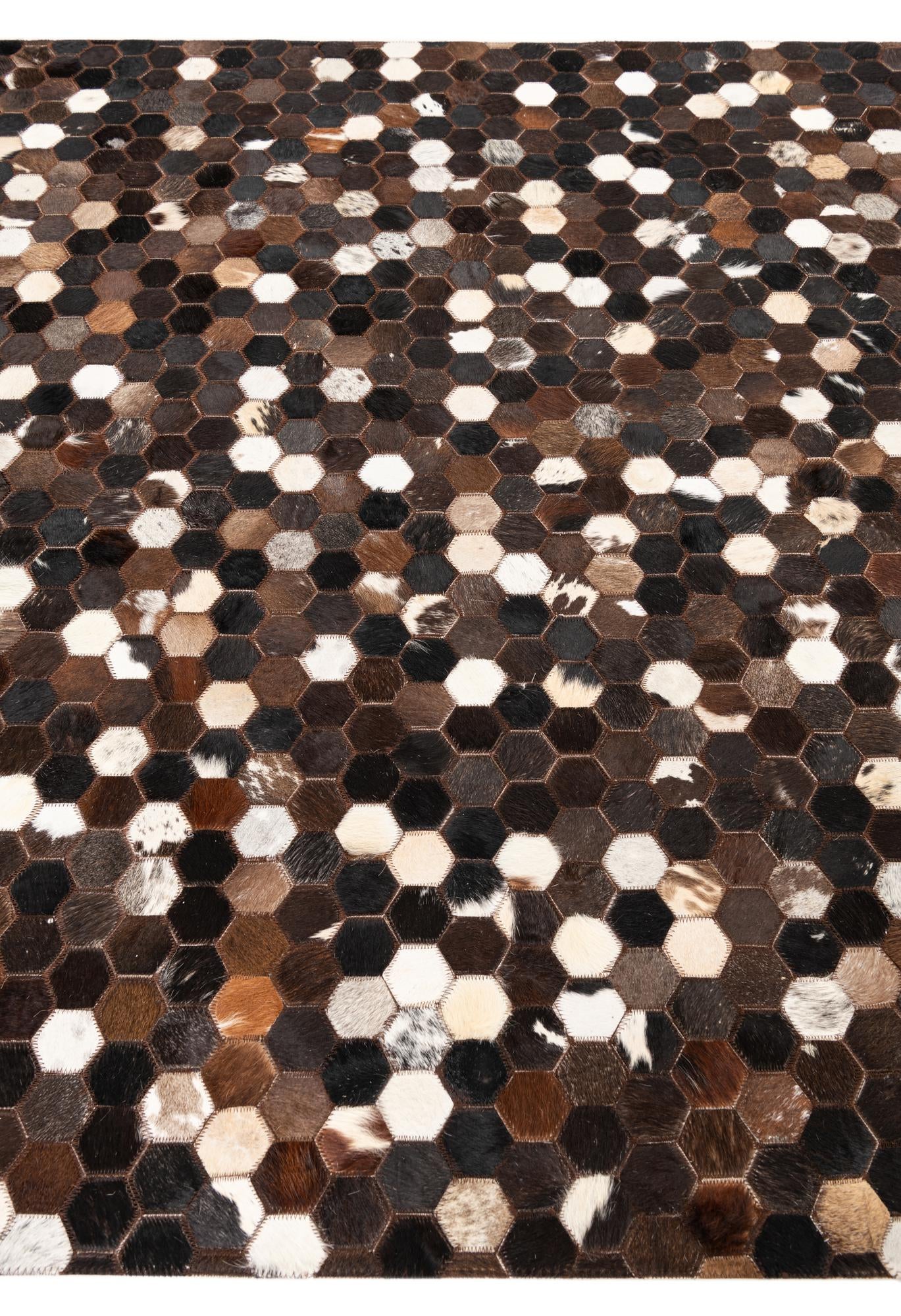 5' x 7' 10 Cowhide Leather Rug