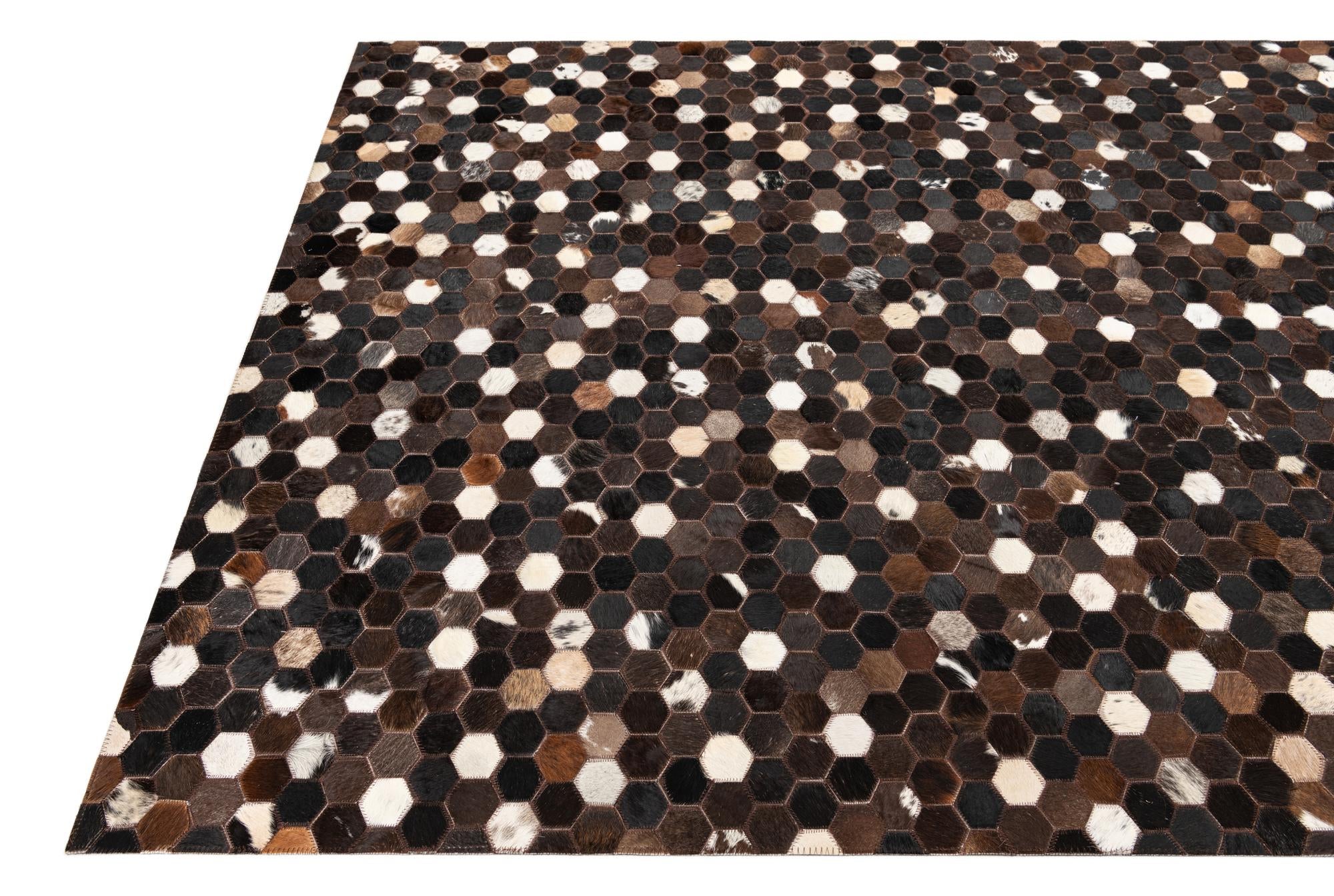 5' x 8' Cowhide Leather Rug