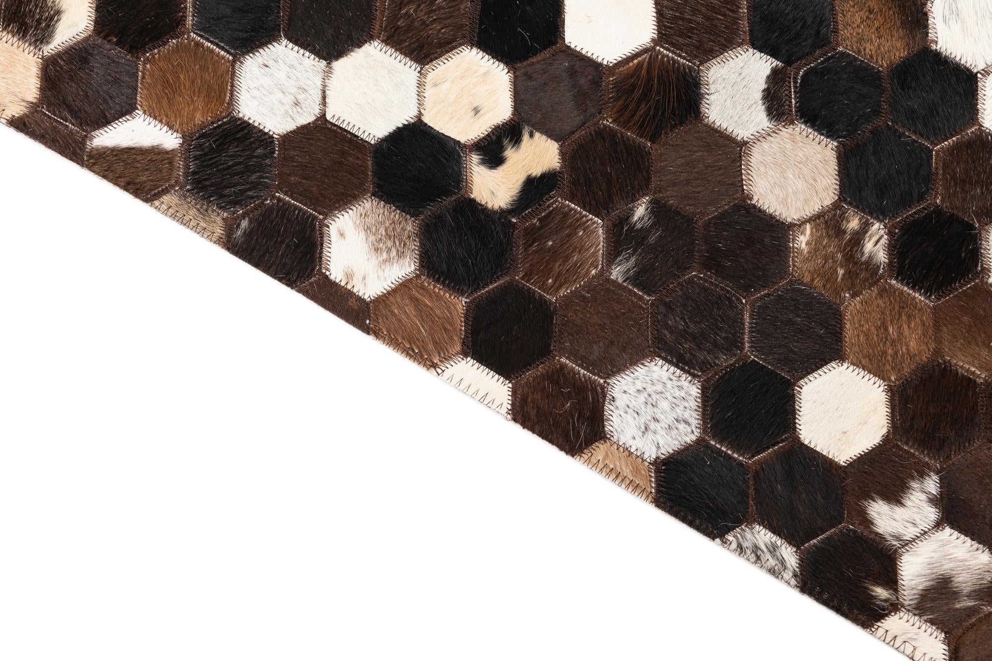5' x 7' 10 Cowhide Leather Rug