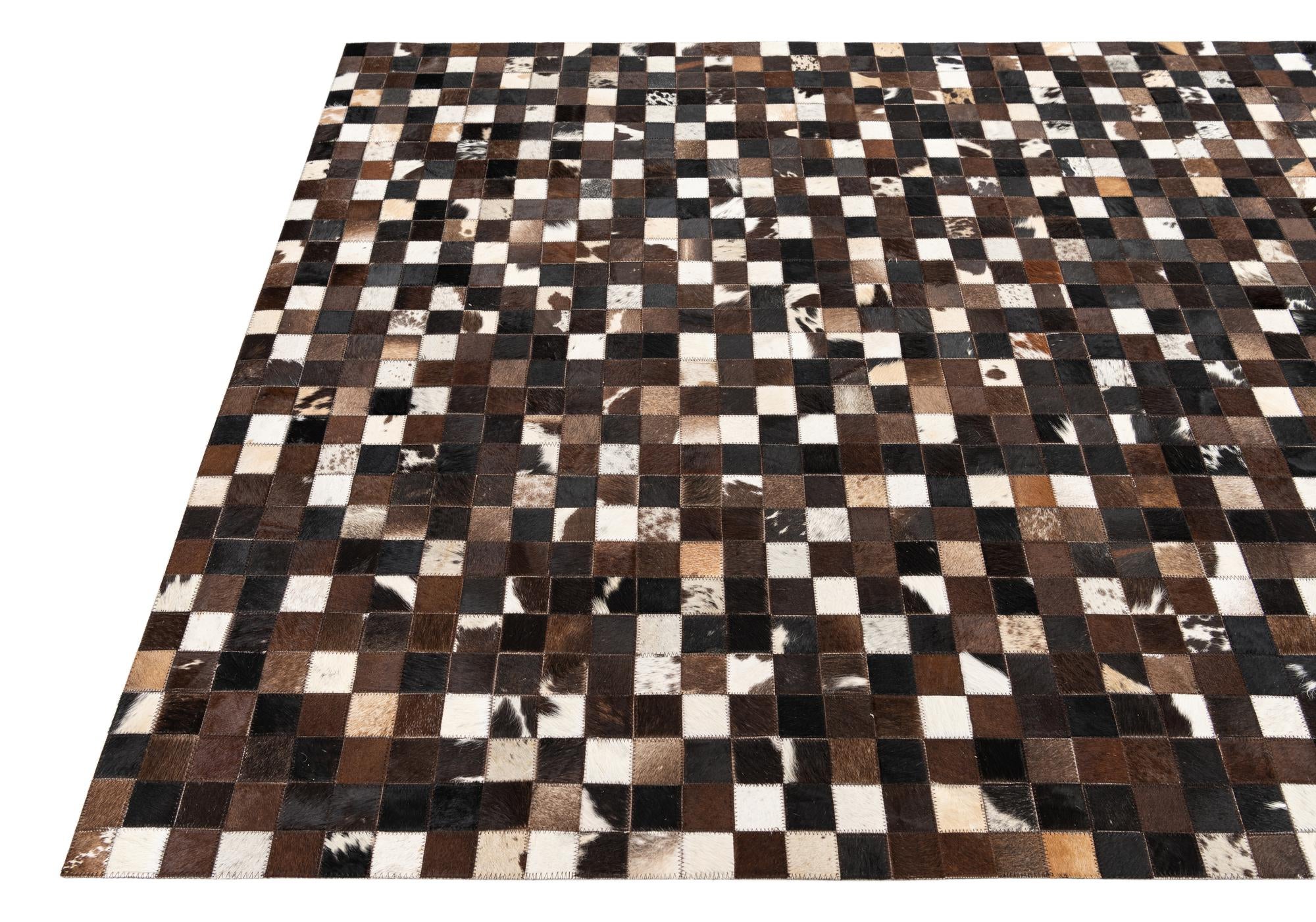 5' 1 x 8' 2 Cowhide Leather Rug