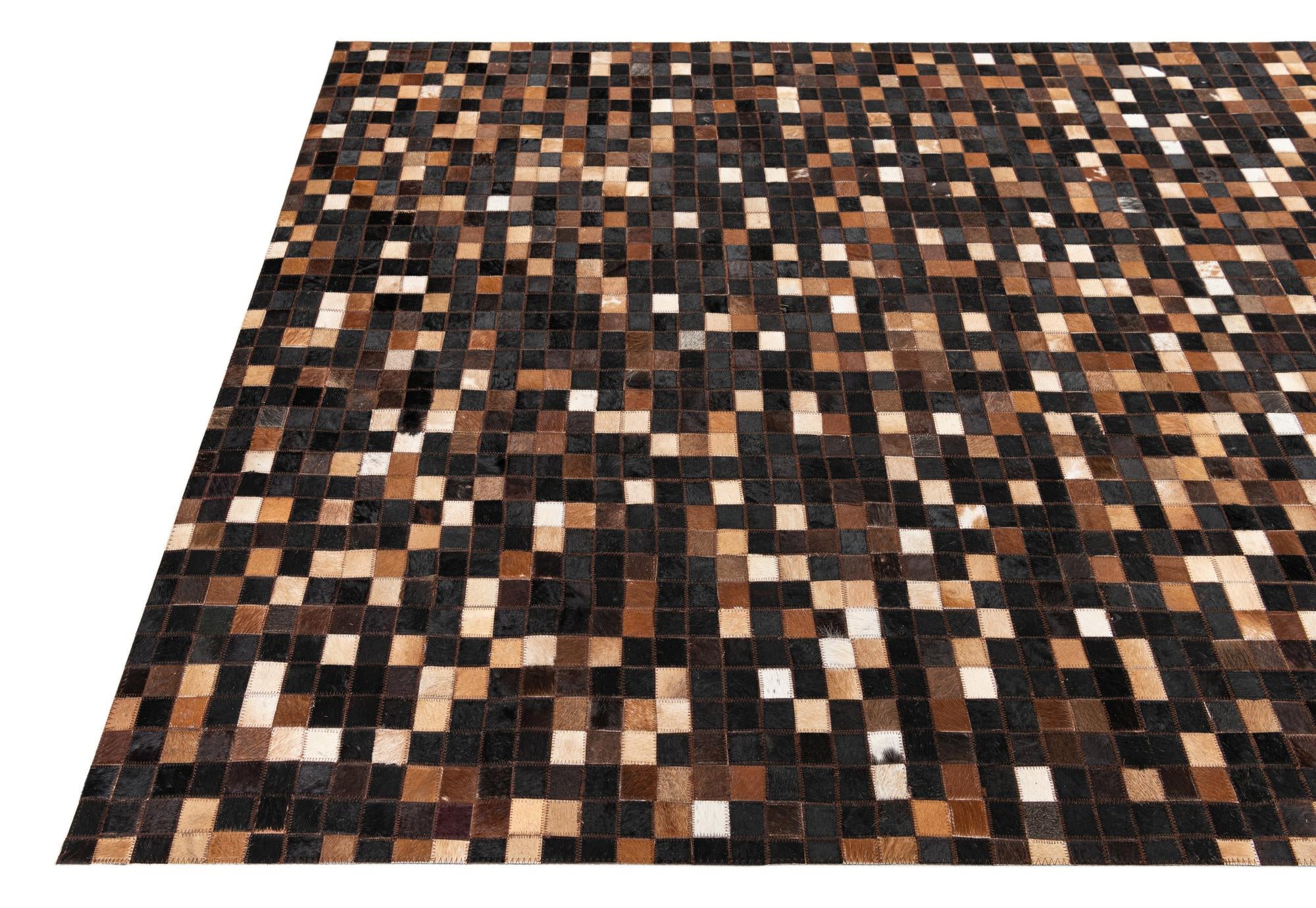 5' x 7' 8 Cowhide Leather Rug