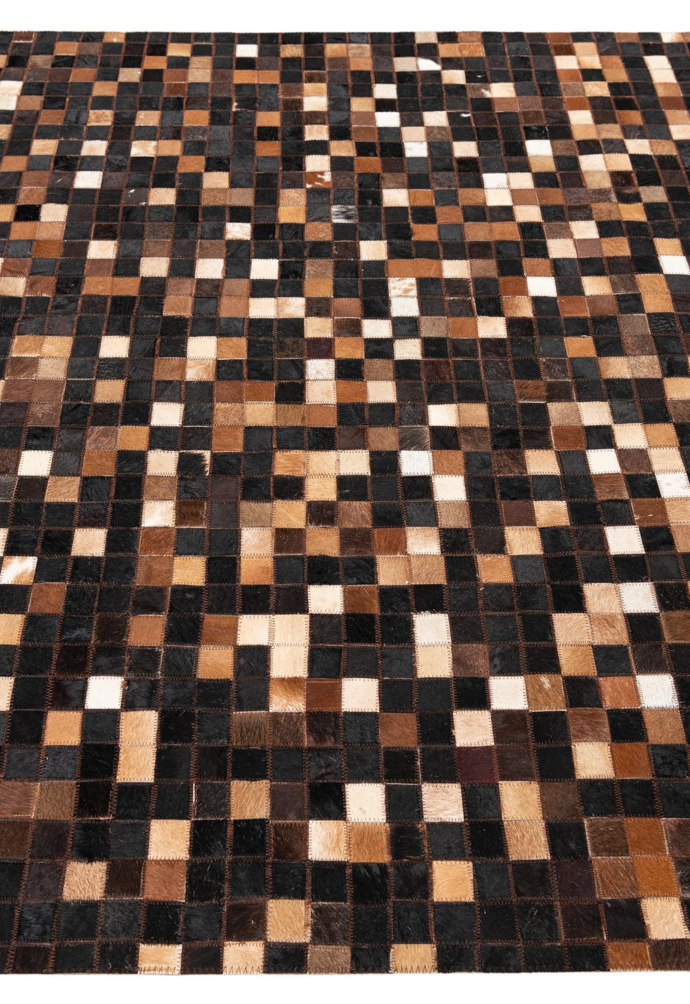 5' x 7' 8 Cowhide Leather Rug