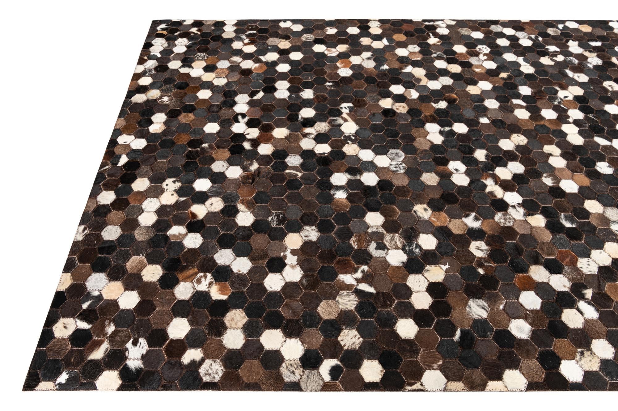 5' x 8' Cowhide Leather Rug