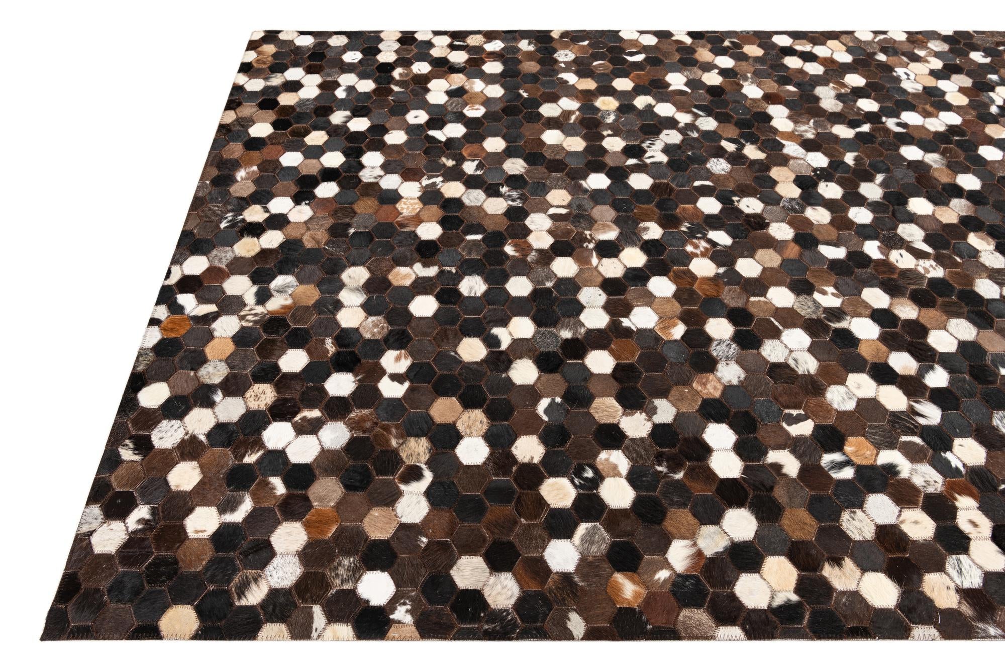 5' 2 x 7' 9 Cowhide Leather Rug