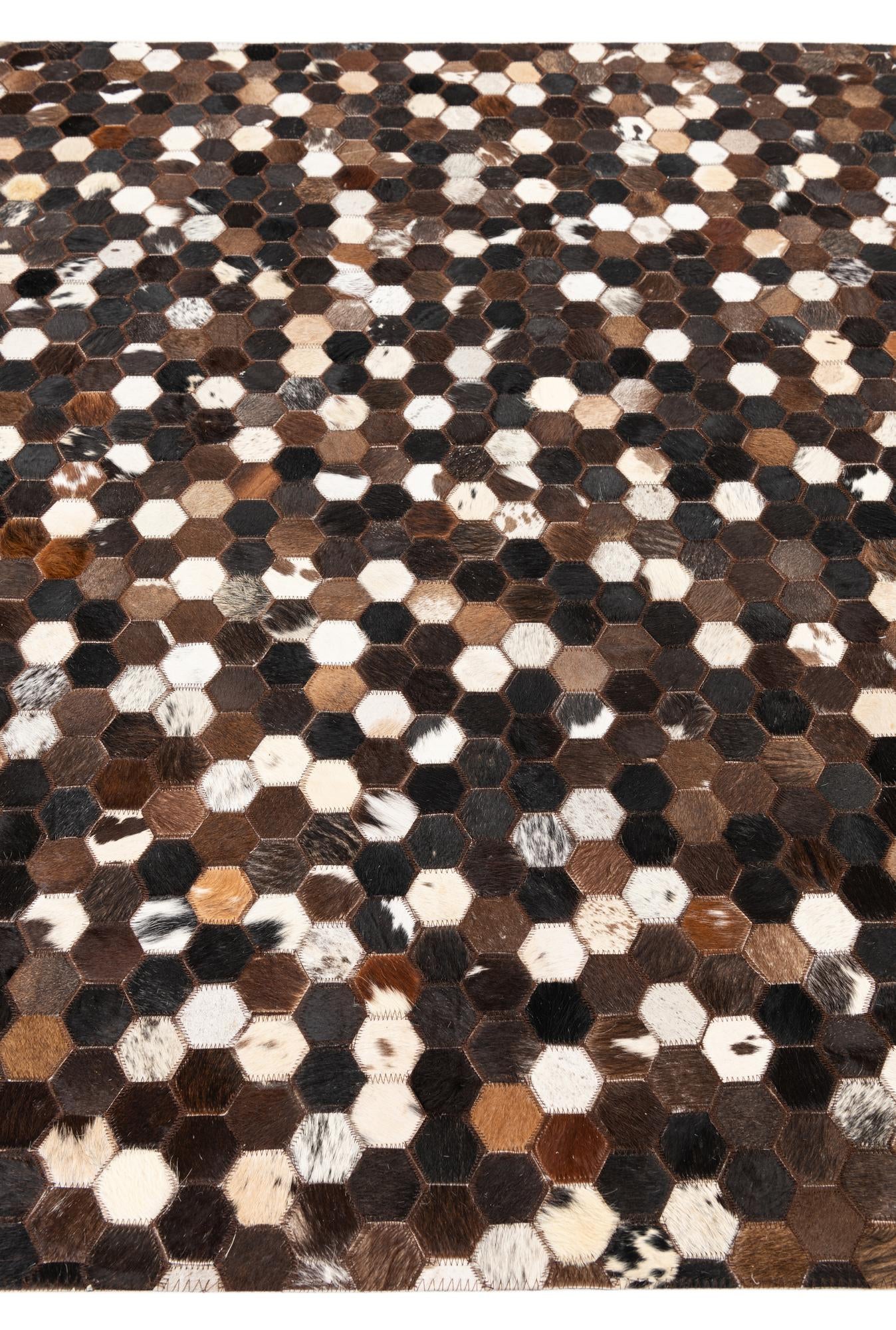 5' 2 x 7' 9 Cowhide Leather Rug