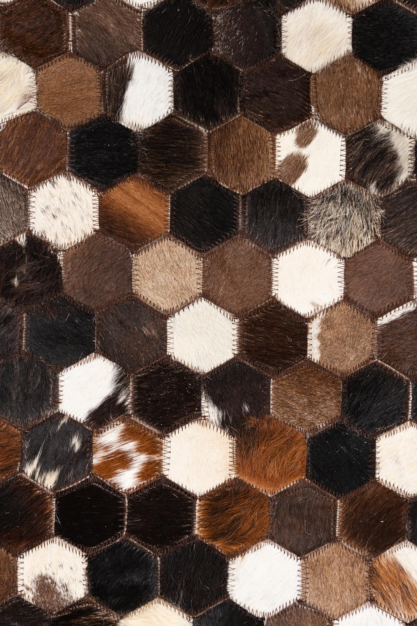 5' 2 x 7' 9 Cowhide Leather Rug