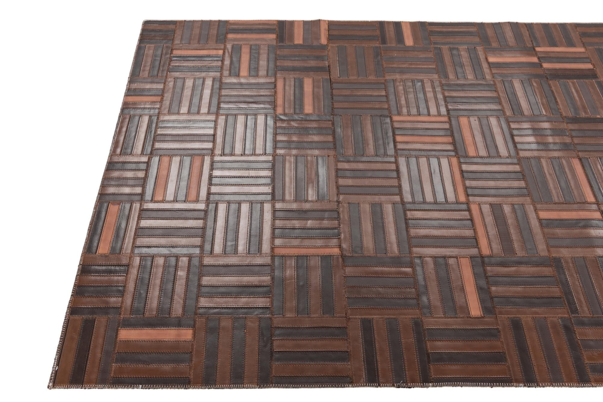 4' x 5' 6 Cowhide Leather Rug