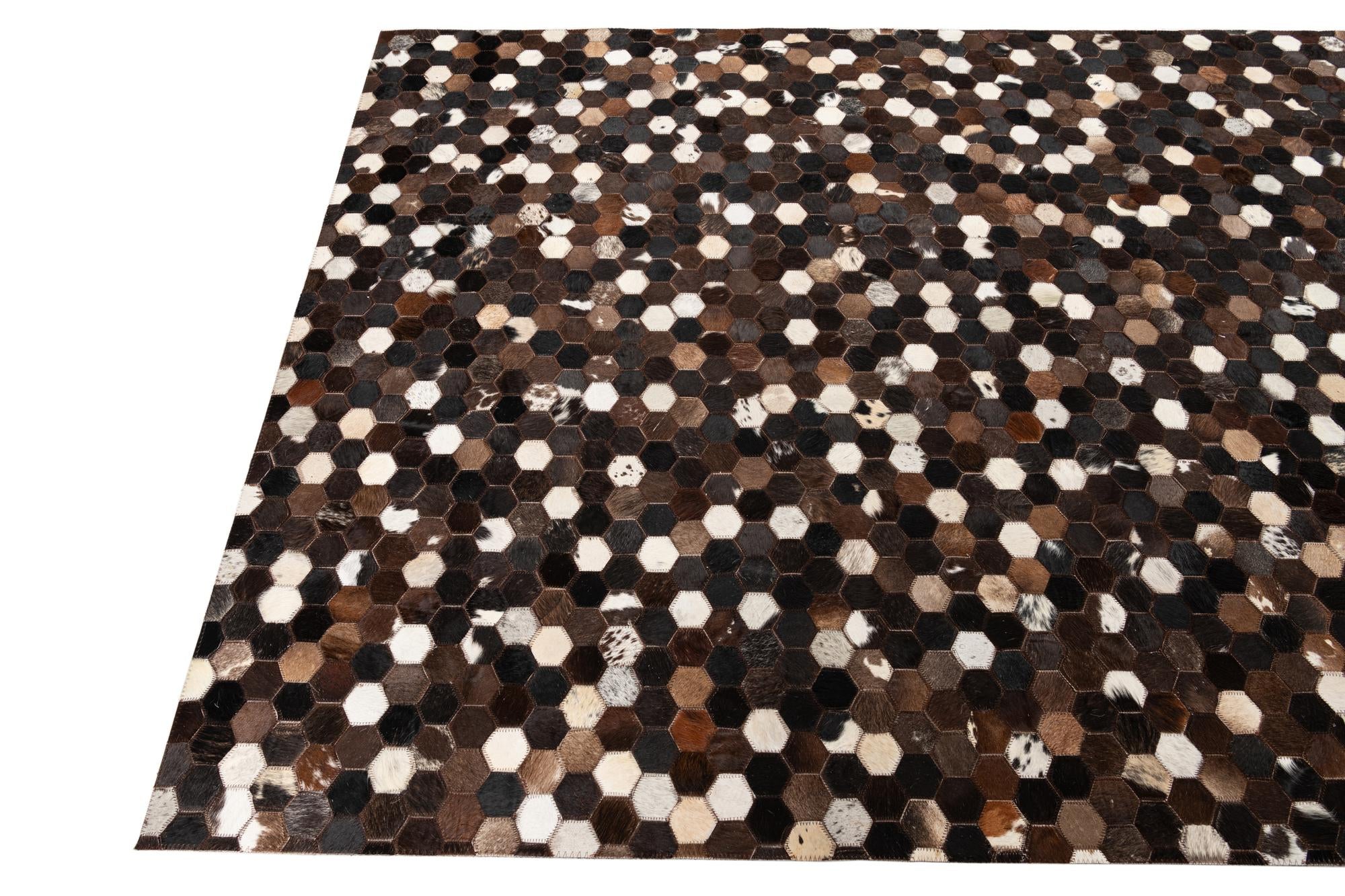 5' 1 x 8' Cowhide Leather Rug