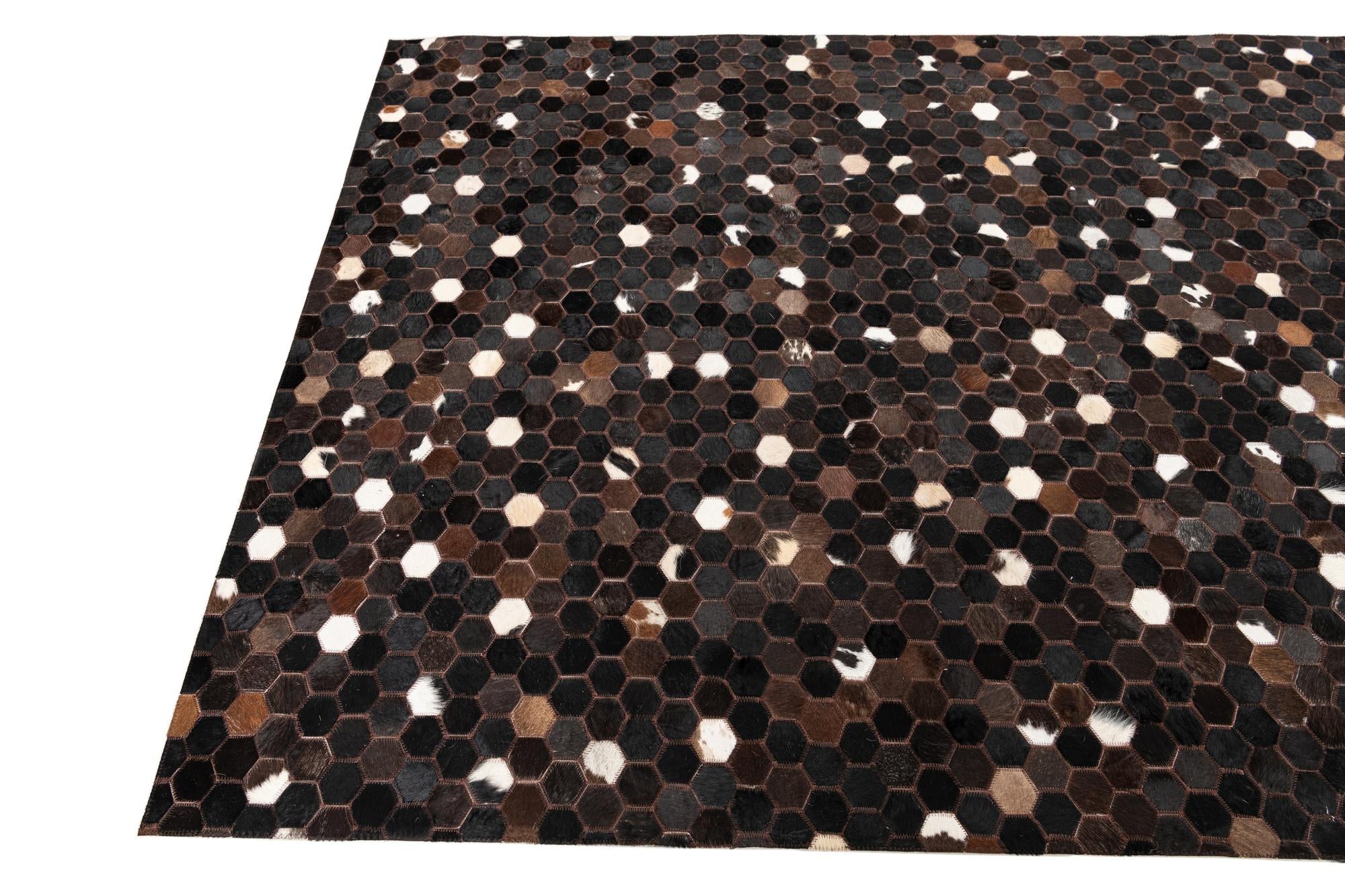5' 1 x 8' Cowhide Leather Rug