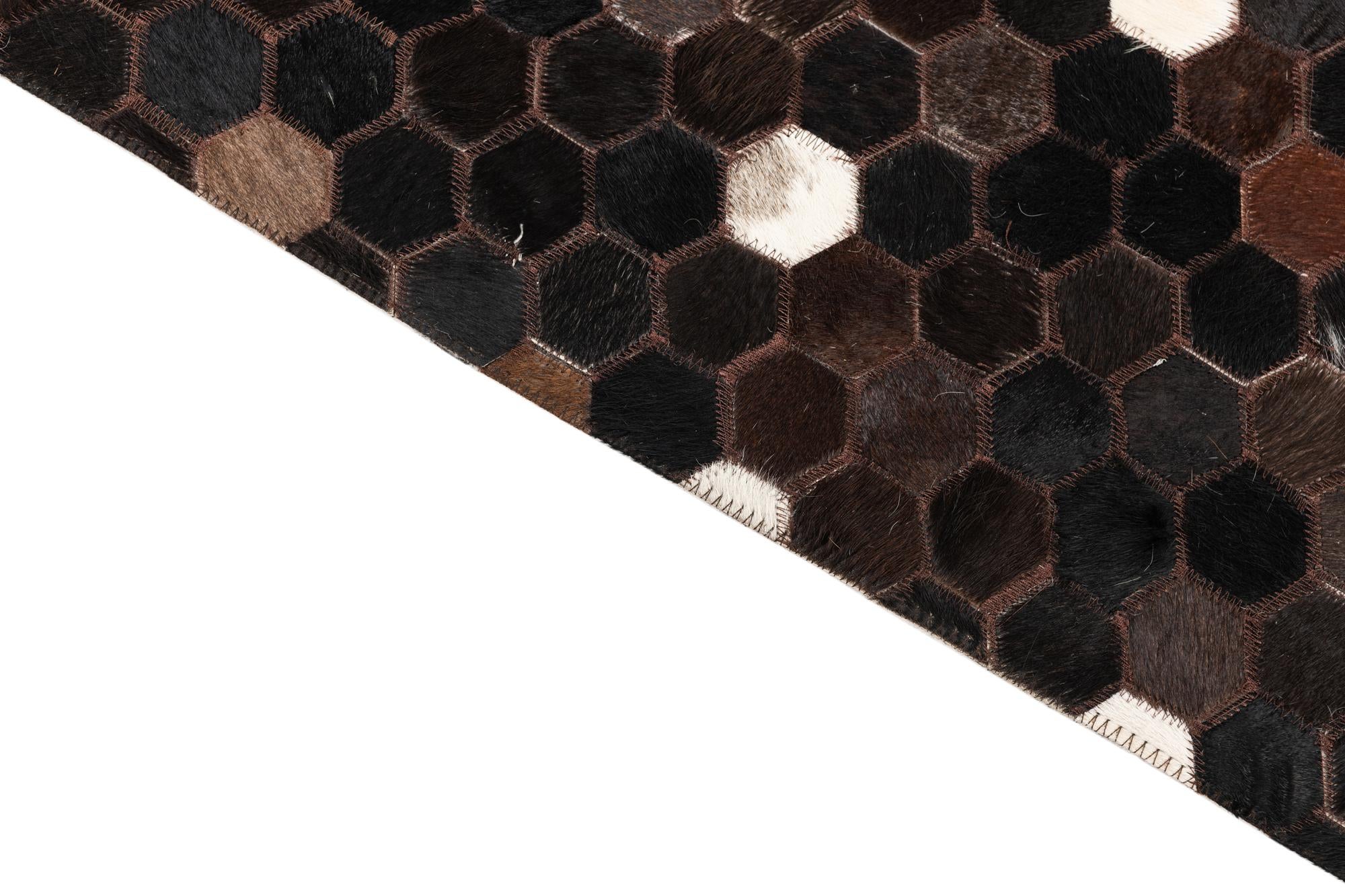 5' 1 x 8' Cowhide Leather Rug