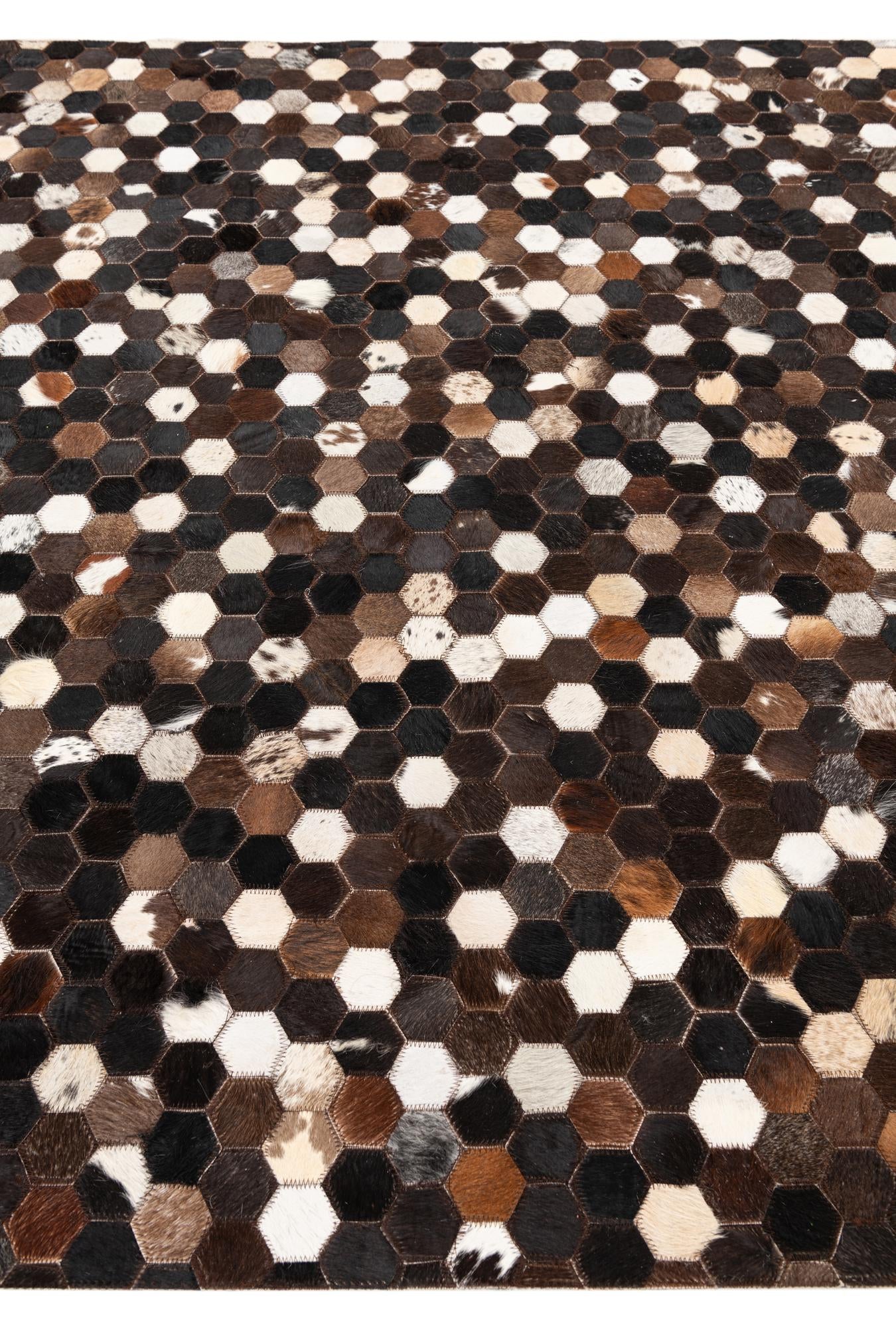 5' 2 x 8' Cowhide Leather Rug