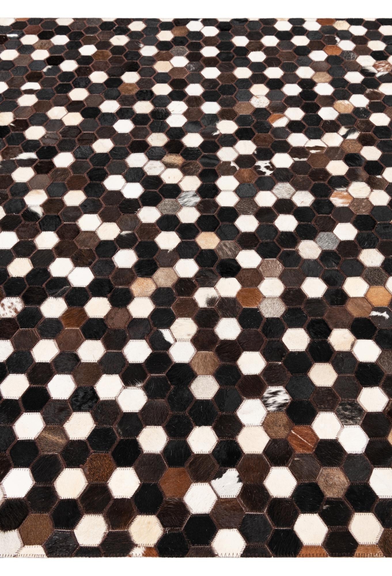 5' 1 x 8' 1 Cowhide Leather Rug
