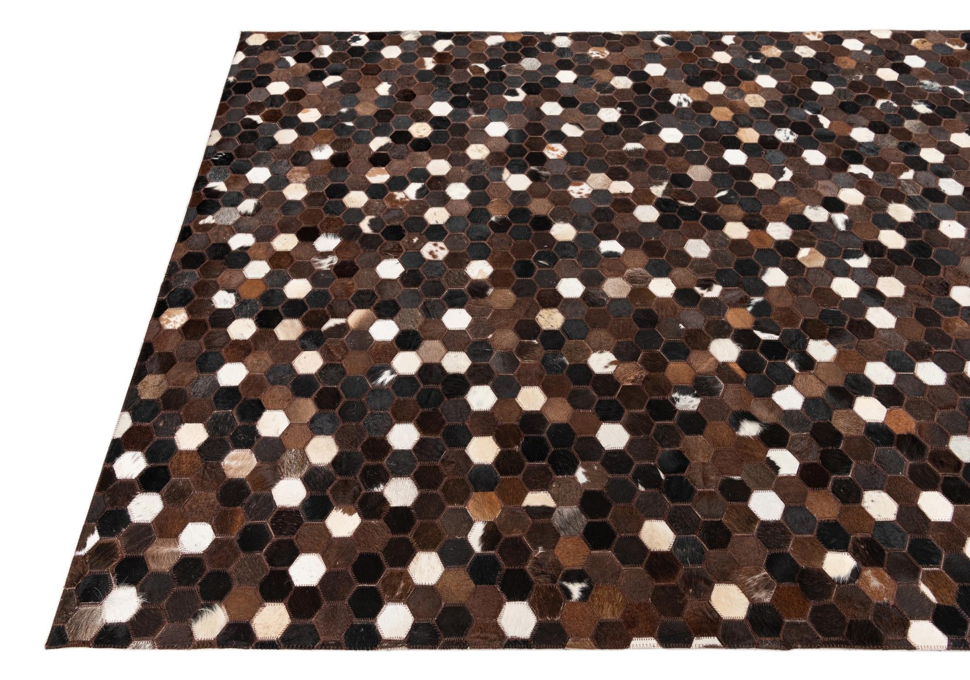 5' 1 x 8' 1 Cowhide Leather Rug